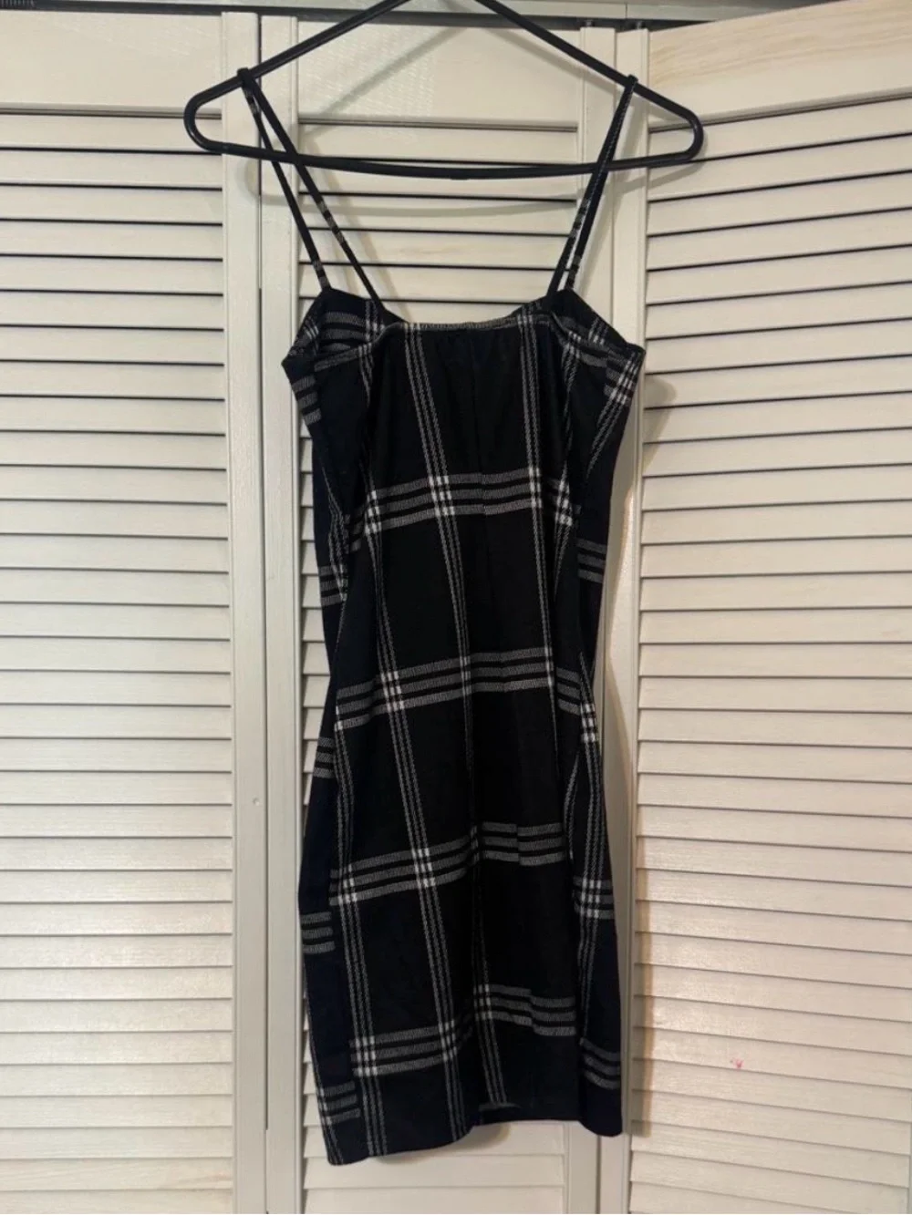 Polly & Esther Black White Plaid Bodycon Mini Dress Bustier